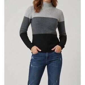 NEW KINROSS textured colorblock funnel neck sweater in sterling multi